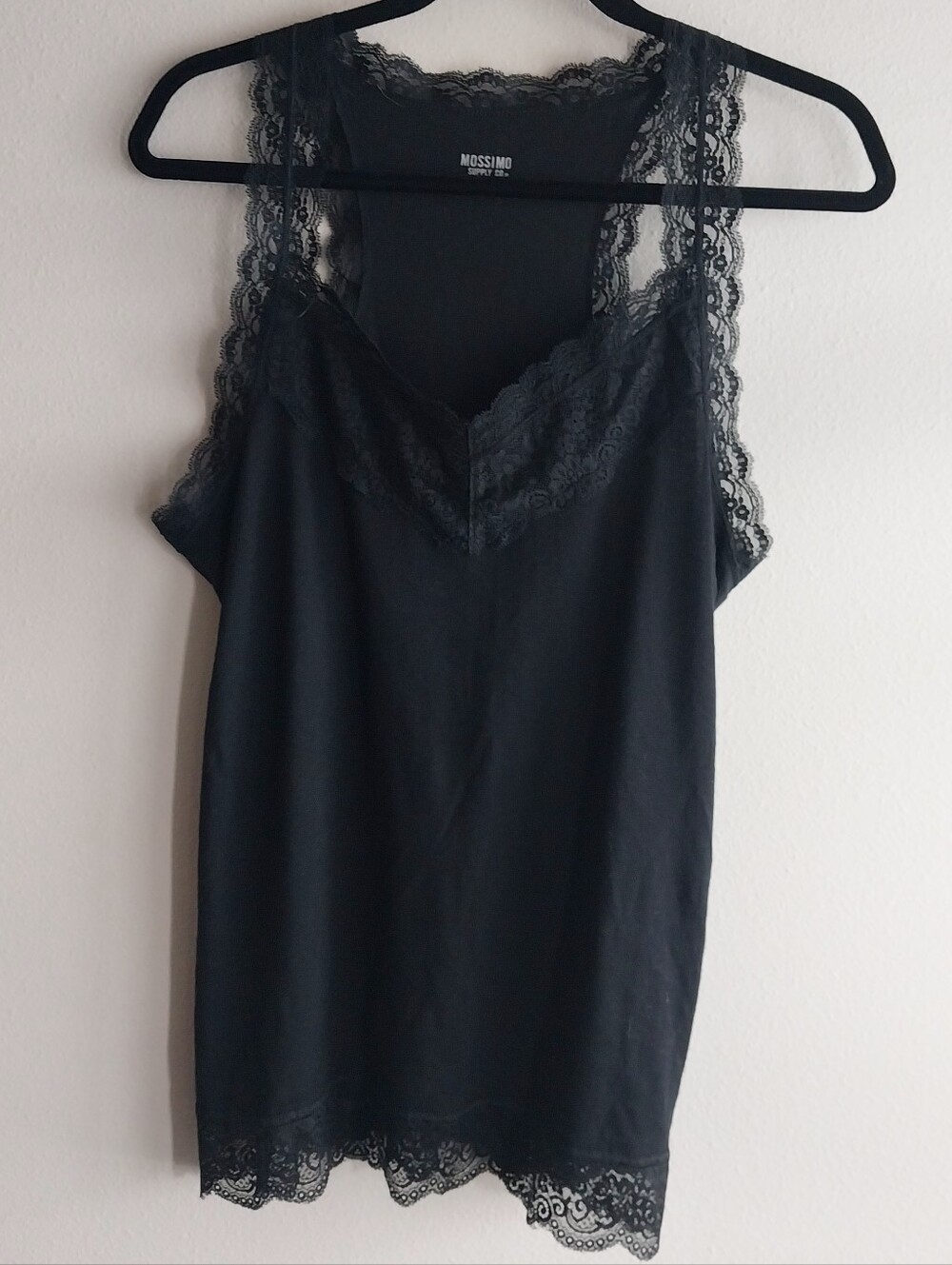 Mossimo Supply Co Black Knit Lace Trim Racerback Camisole Tank Top NWOT
